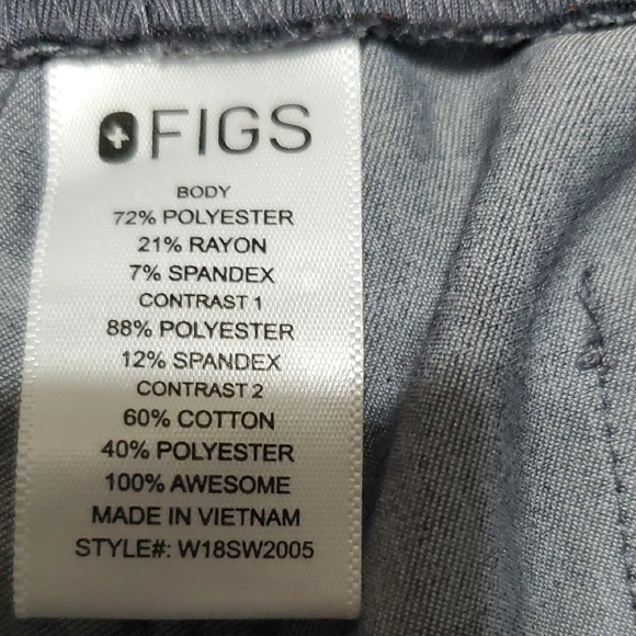 Figs Gray Scrub Pants with Tapered Leg Design Tie Waist - Picture 3 of 10